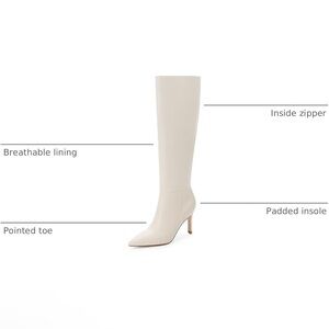 Kuoarn Elegant White Knee-High Women's Boots